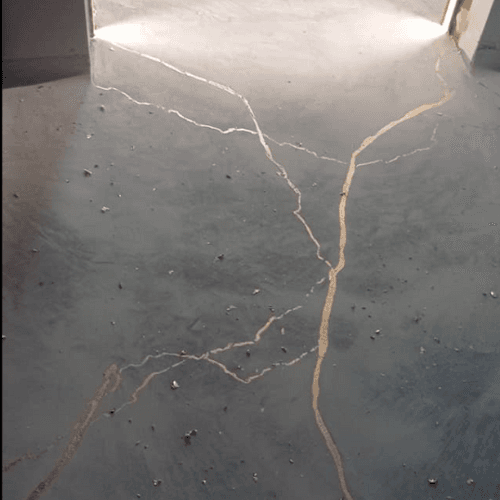 Two-tone microcement with elegant gold veining accent in Montana
