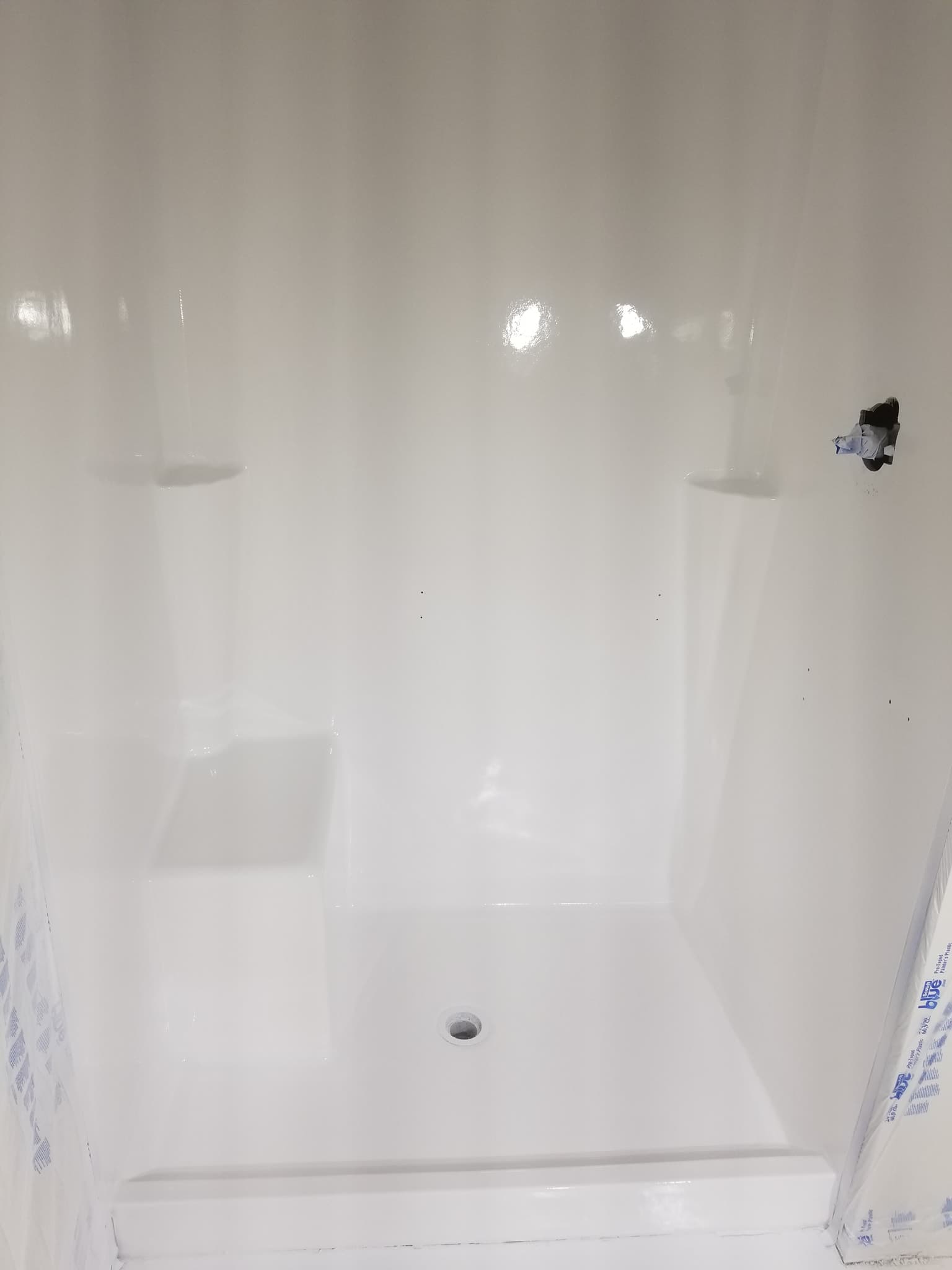 Standing shower stall refinished to white